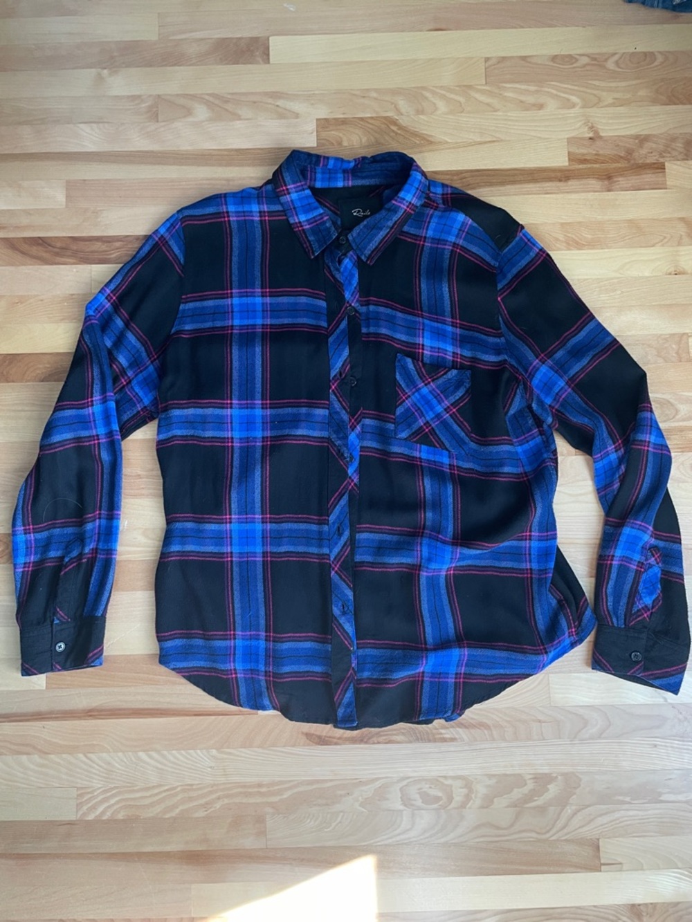 Rails Black & Blue with Pink Plaid Long-Sleeve Button-Up Shirt Size Large